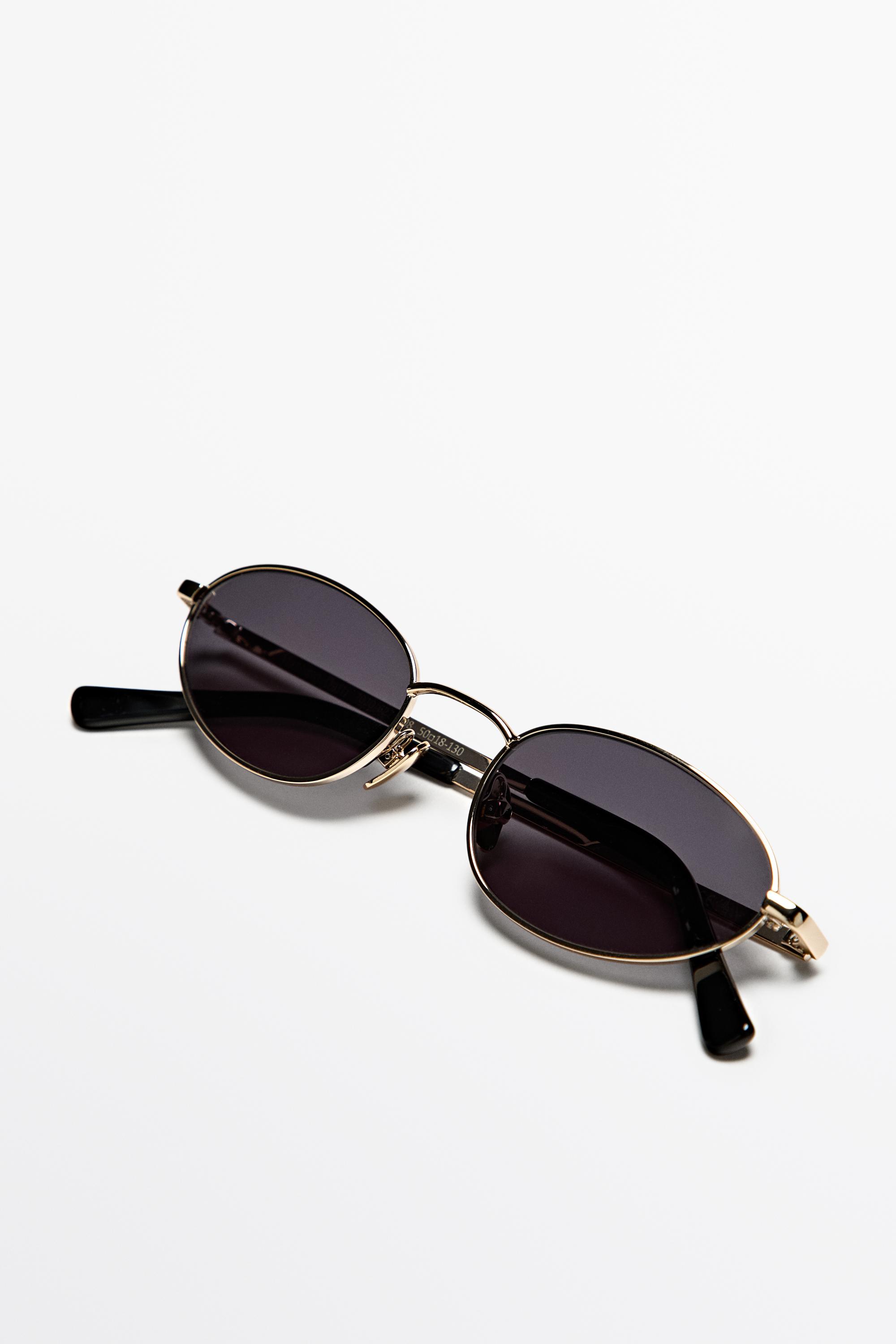Lunettes de soleil ovales métalliques